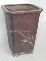 Old purple sand flower pot orchid pot bamboo pot bonsai Basin