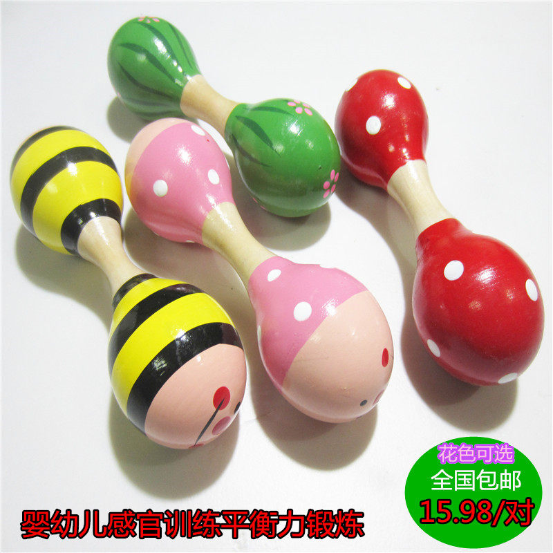 Newborn Baby Hearing Vision Hand Grip Balance Exercise Double-Headed Sand hammer baby baby early education music toy