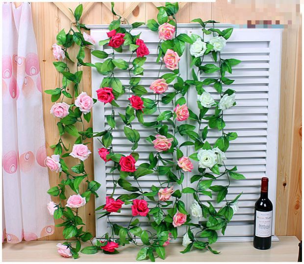 Mô phỏng mây nhựa giả hoa lá xanh lá nho nho lá cây trồng tường ống trần trang trí cây xanh treo tường - Hoa nhân tạo / Cây / Trái cây bình hoa hồng giả đẹp