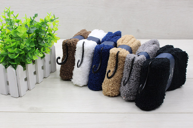 Mùa đông cho nam ngủ cotton vớ Plush Coral cashmere Vớ nam nửa nhung giữa vớ dày tất bông siêu dày