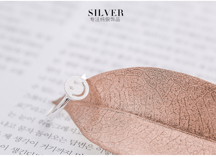 S925 sterling bạc nhẫn nhẫn nữ Nhật Bản và Hàn Quốc tính khí ngọt ngào nhẫn cười mở nhẫn điều chỉnh nữ trang sức bạc nhẫn cặp