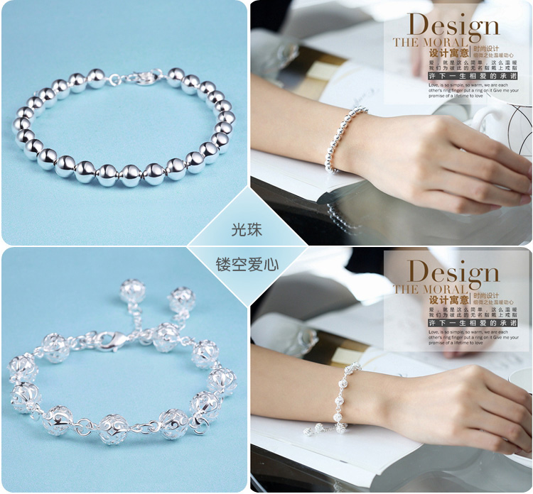 Sterling bạc bracelet ladies Nhật Bản và Hàn Quốc ngọt ngào chuyển hạt vài vòng đeo tay đơn giản vòng tay trang sức trang sức quà tặng sinh nhật