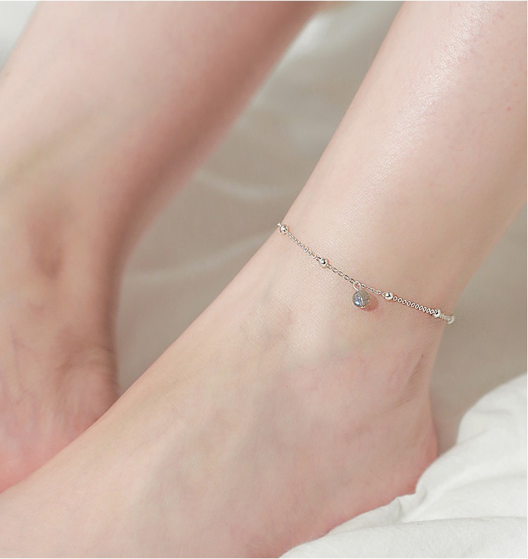 925 sterling bạc dâu tây wafer chuỗi hạt nữ nghệ thuật văn học cổ điển nhỏ bạn gái tươi và đơn giản phiên bản Hàn Quốc của giày rừng lắc chân vàng tây