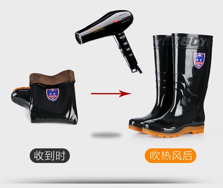 Mùa xuân và mùa thu nam giày ống cao trong ống trượt cộng với nhung cao su ấm áp không thấm nước ngắn ống bảo hiểm lao động làm việc nhà bếp mưa giày - Rainshoes giày nam chịu nước