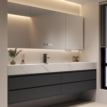Bathroom cabinet slate hot-bent integrated basin ceramic seamless basin bathroom washbasin hand wash basin double basin cabinet combination