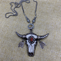 Nepal Exotic original design 925 silver natural yak bone cow head pendant Indian tribal style