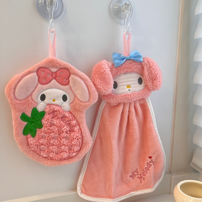 Cute Children's Hanging Hand Towel Melody Cartoon Absorbent Quick-Dry Hand Wipe Cloth Kitchen Bathroom Towel