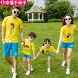 Интернет -знаменитость Douyin Parent -Child Инсталляция 2020 года Сюй Синчао Семья Три Матери и Детская Семейная одежда, приморский отдых для матерей и дочери.