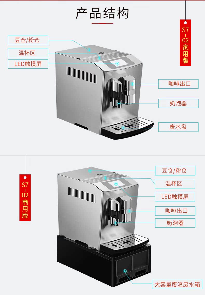 máy pha cà phê mini Màn hình cảm ứng Calent S7-2 lạ mắt một máy pha cà phê tự động cho người tiêu dùng và máy tạo bọt thương mại một máy - Máy pha cà phê máy pha cà phê lock&lock