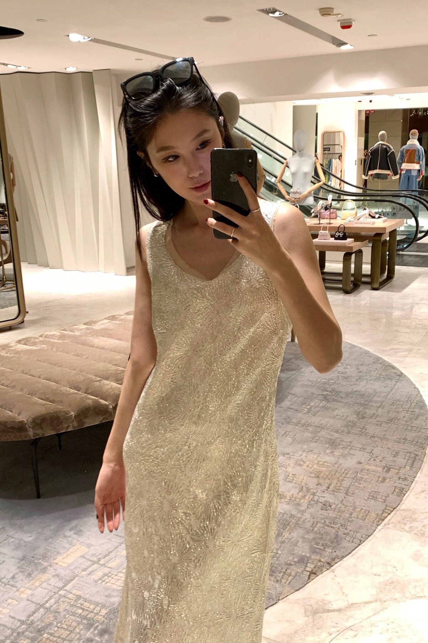 DRIES VAN NOTEN Gorgeous Silk Jacquard Dress with Silver Glitter