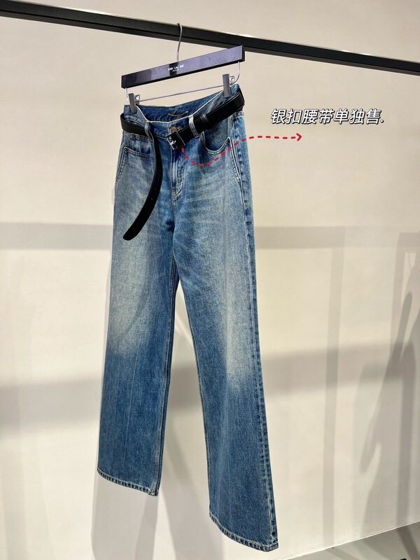 Rose's Same Style, Classic Pants Shape, Washed Blue, Very Flattering, Pure Cotton, High-Waisted, Slightly Flared, Slimming Straight-Leg Jeans
