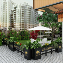 Outdoor wrought iron fence fence large flower bed cafe restaurant screen grid partition decorative flower box flower box