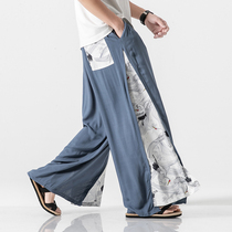 Autumn Chinese style Hanfu pants hanging big feet pants casual pants Loose elegant fairy wide-legged pants Zen dance suit men