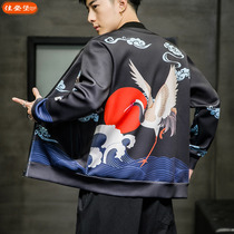 Autumn Clothing New Jacket Man China Wind Set Head Fairy Crane Printed Big Code Trend Fashion Casual 100 Hitch Coat Jacket