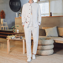 Autumn Zhongshan mens suit Chinese style youth slim Tang suit Chinese collar two-piece tide Chinese suit