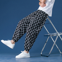 Thin Pants Underpants ICE SILK 90% PANTS MALE SUMMER TIDE SIGN TRENDY LETTERS PRINTED CASUAL PANTS LARGE SIZE UNDERFOOT SPORTS PANTS