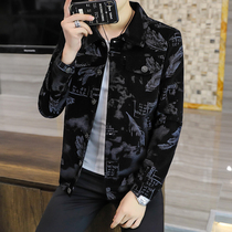 Korean Version Sashimi Light Core Suede Jacket Mens Spring Autumn Season 2021 New Tooling S-up Body Casual Blouse Mens Jacket