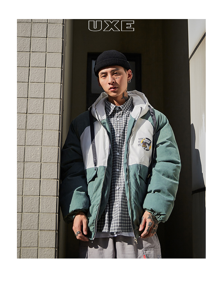 Phiên bản Hàn Quốc của trường màu gió phù hợp với quần áo bánh mì cotton nam mùa thu và mùa đông dày ấm áp áo khoác phong cách Harajuku áo khoác nỉ