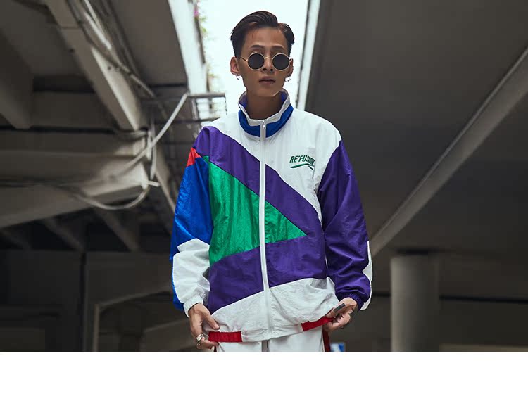 UXE Châu Âu và Hoa Kỳ xu hướng áo khoác nhảy đường phố nam thương hiệu thủy triều Harajuku gió màu áo mùa thu mỏng phần thanh niên áo gió nam áo khoác nam hàng hiệu