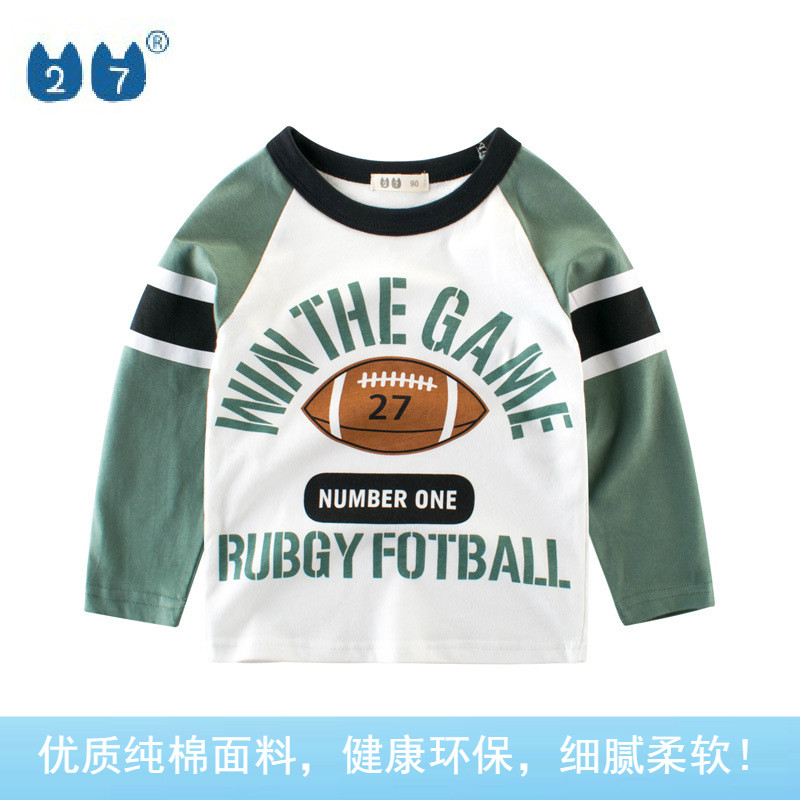 Export cut standard foreign trade tail single 2021 autumn children's clothing Korean version of the boy base shirt Cotton T-shirt baby long-sleeved top