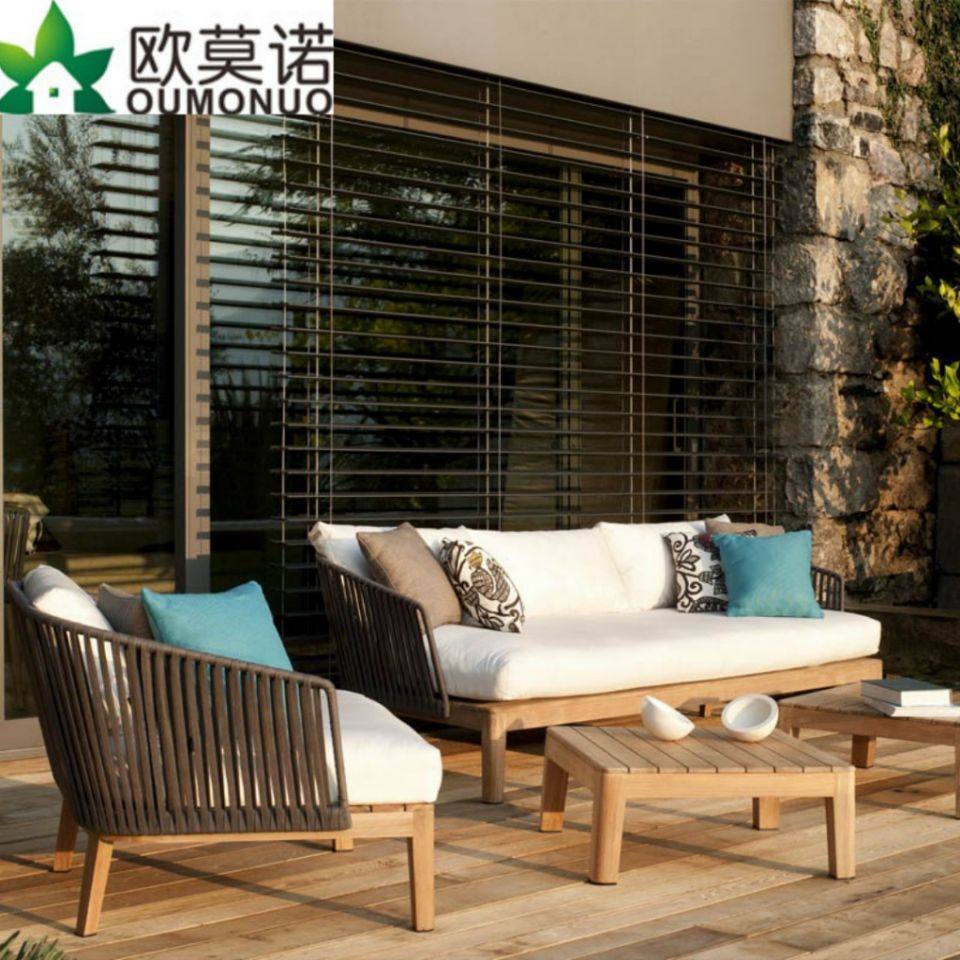 Outdoor Sofa Solid Wood Vines Sofa Chair Nordic Prototype board Rattan Sofa Outdoor Dining Table And Chairs Balcony Patio Furniture
