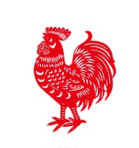 Big red rooster paper-cut hollow glass sticker self-adhesive window grille wall sticker decorative door painting double-sided red with glue