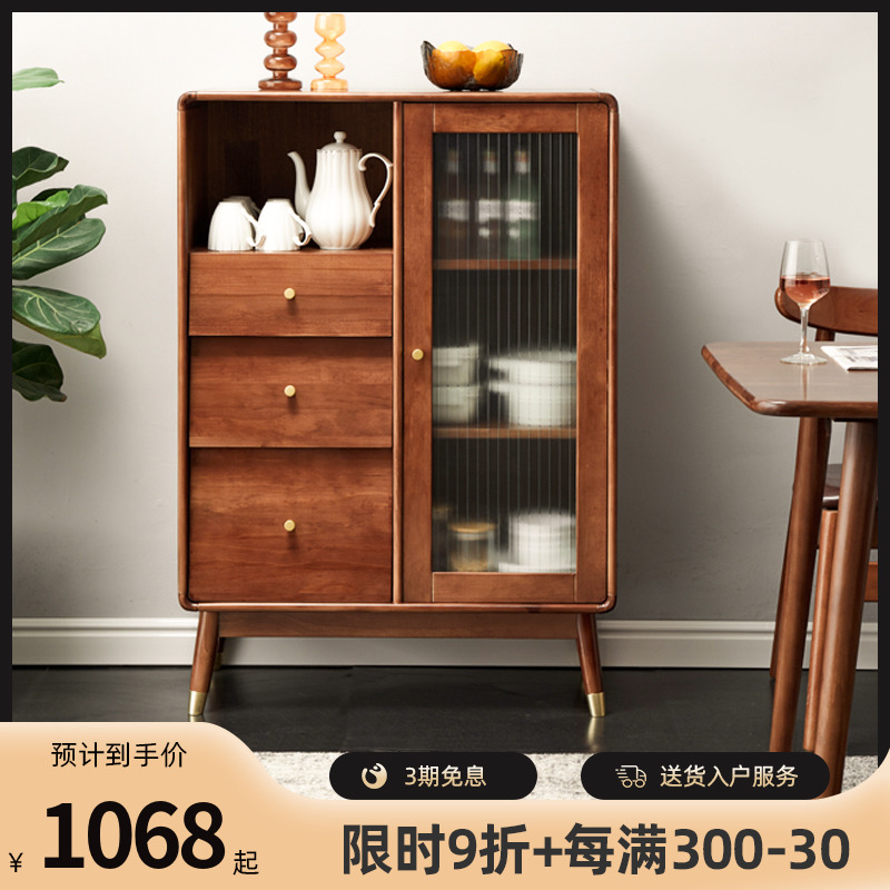 Solid wood sideboard simple modern cabinet locker Nordic kitchen cabinet multi-functional microwave oven cabinet