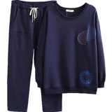 Осенняя хлопковая толстовка для матери для пожилых людей, комплект, большой размер, для среднего возраста, свободный крой, с вышивкой