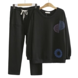 Осенняя хлопковая толстовка для матери для пожилых людей, комплект, большой размер, для среднего возраста, свободный крой, с вышивкой