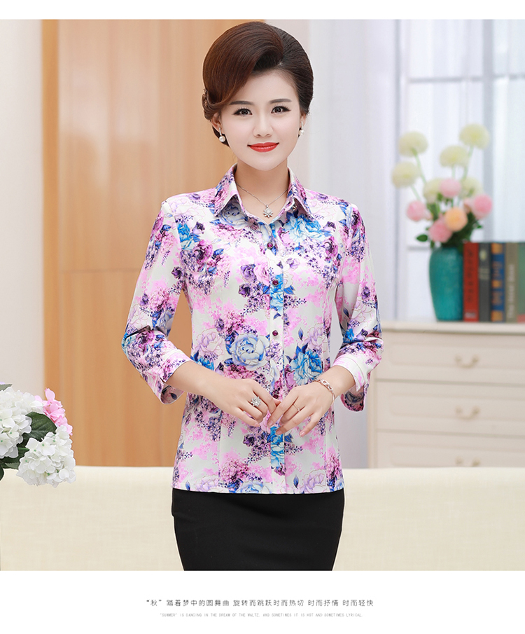 Áo sơ mi nữ trung niên mới áo dài tay 50 tuổi 60 mẹ mùa hè bà ngoại mùa xuân áo trung niên - Quần áo của mẹ áo vest nữ trung niên