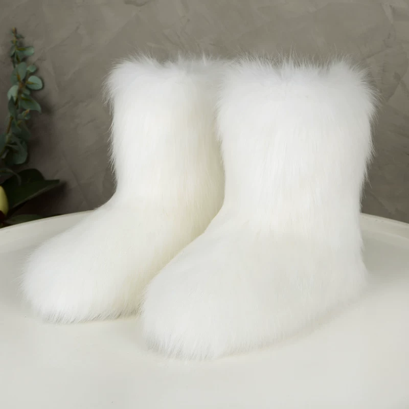 Пуховики-ботинки GAL Mao Mao Snow Boots Winter Winter New Spicy Girl Set Thicked Improved Improved Portrait Fox Mao Ping Меховая подошва сапоги