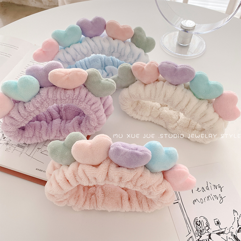 Face wash hair band female Korean cute mask hair band wide edge anti-slip pressure hair headdress girl love hair ornaments
