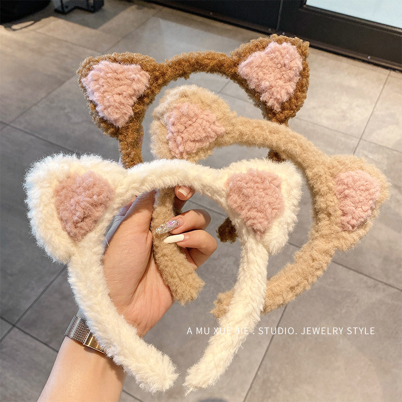 Cat Ears Hair Stirrup Korea Cute Sale Cute Girl Red Sweet Girl Plush 100 Hitch Hair Stirrup Wash Face Pressure Hair With Head Decoration