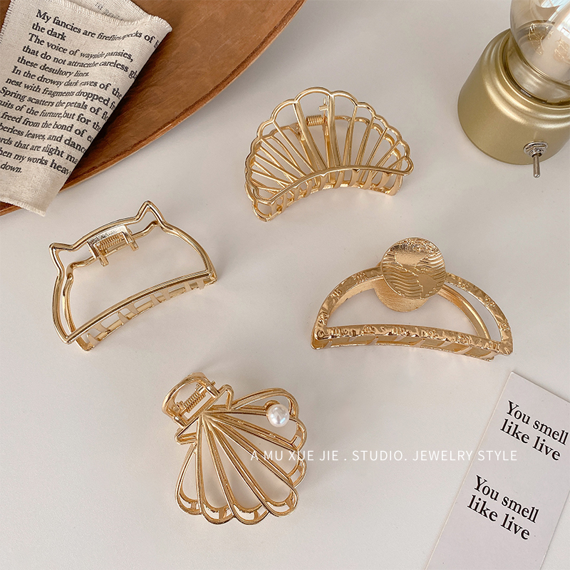 Large bath grab clip ins net red metal grab clip hairpin Elegant temperament hairpin Korean back headdress woman