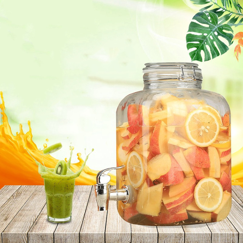 Retro glass kettle household switch bottle juice canister cold drink kettle large capacity intolerance tap drink bucket