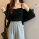 Hot girl net red fashion suit female spring and autumn 2021 new cardigan coat layered with small suspenders two-piece top