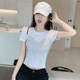 Sweet babes black short-sleeved T-shirt women's summer 2021 new design niche chic short top clothes ins tide