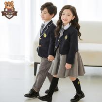 Kindergarten garden clothes Spring and autumn British style suit three-piece childrens class clothes Autumn and winter clothes Primary school school uniform suit