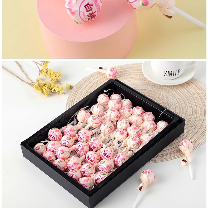 甜蜜的花束艺术：白桃棒棒糖的万种风情