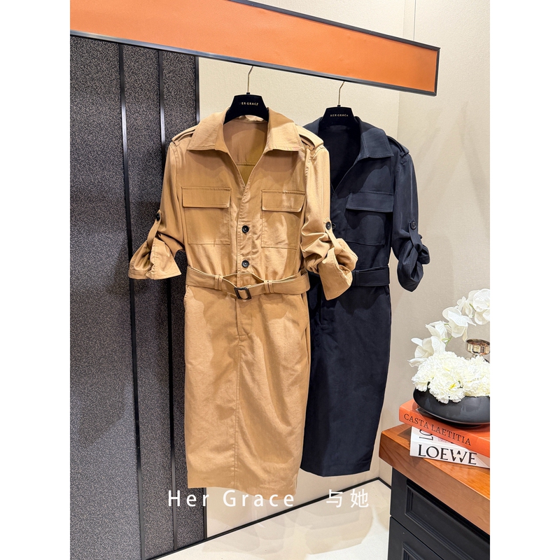 High-End Workwear Style Lyocell Trench Coat Dress Long-Sleeved Waist-Cinching Long Coat Shenzhen Nanyou High-End Women's Clothing High-End Workwear Style Lyocell Trench Coat Dress Long-Sleeved Waist-Cinching Long Coat Shenzhen Nanyou High-End Women's Clothing