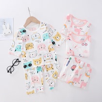 Childrens household clothing summer Boys and girls baby cotton pajamas set for children air conditioning boys two pieces