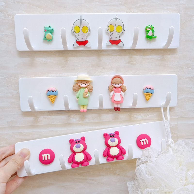 Handle hook-free hole wall with strong adhesive cartoon into door-open bathroom bathroom door rear hook cap hanger