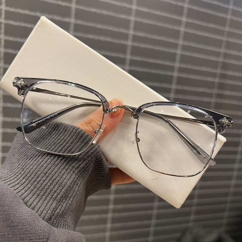 Little red book with eyebrow simile male and female Morandi half frame business leisure half frame with myopic glasses ultra light