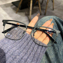 Little red book recommended retro glasses frame male tide frosted black can be matched with near-sight scattered half frame glasses