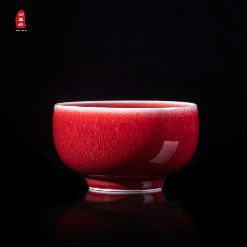 Juncuitang red glazed tea cup Rohan Cup Jingdezhen All handmade ceramic tea set Master's cup of tea drinking cup Single cup-Taobao