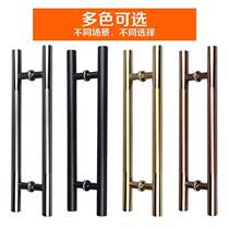 Stainless Steel Glass Door Handle Rose Gold Black Titanium Gold Push Ramen Handle Black Round Pipe With Frame Wooden Door Big Handle