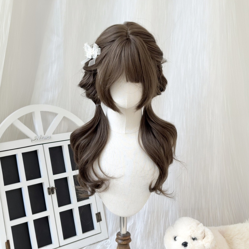 【Mianmianjuan】Long Curly Wig for Women, Lolita Style Wig, Two-Dimensional Wig with Sideburns, Sweet Girl Full Head Wig 【Mianmianjuan】Long Curly Wig for Women, Lolita Style Wig, Two-Dimensional Wig with Sideburns, Sweet Girl Full Head Wig