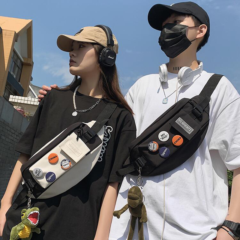 2021 new waist bag Japanese ins trendy brand chest bag men's casual one-shoulder small backpack female students trend messenger bag