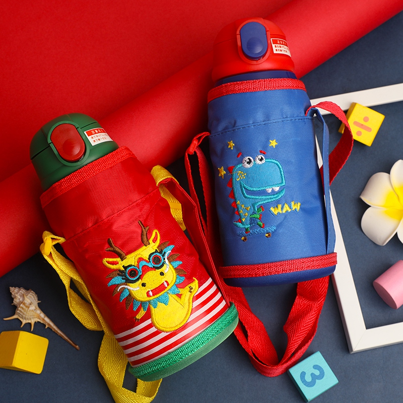 Kindergarten elementary school children's insulated cup stainless steel water glass sub-baby anti-fall dual-use straw pot portable kettle