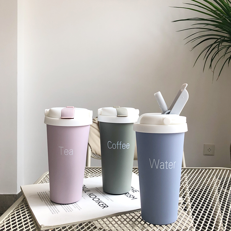 Han Edition Insulation Cup 500ml Adolescent Girl Student Brief Art With Straw Water Glass Sub Portable Creative Net Red Cute